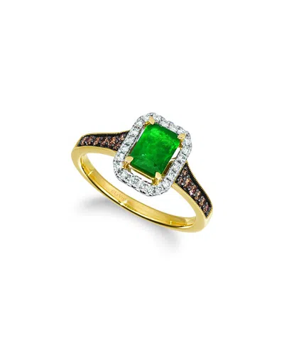 Le Vian ® Balance 14k Two-tone 1.01 Ct. Tw. Diamond & Emerald Half-eternity Ring In Green