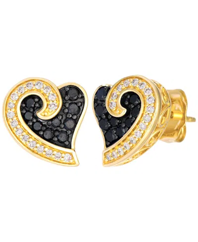 Le Vian Blackberry (0.26 Ct. T.w.) And Vanilla (0.13 Ct. T.w.) Diamond Heart Shaped Stud Earrings In 14k Hon In Gold