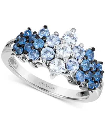 Le Vian Blue Ombre Sapphire (1 Ct. T.w.) & White Sapphire (1/3 Ct. T.w.) Cluster Ring In 14k White Gold