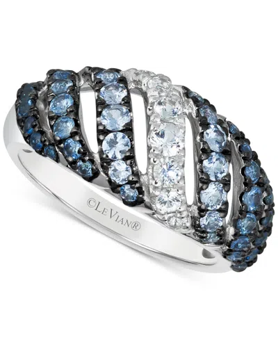 Le Vian Blue Ombre Sapphire (1 Ct. T.w.) & White Sapphire (1/3 Ct. T.w.) Diagonal Ring In 14k White Gold