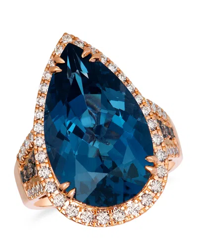 Le Vian Blue Topaz (11-1/2 Ct. T.w.), Nude (0.55 Ct. T.w.) & Chocolate (0.21 Ct. T.w.) Diamond Ring In 14k S