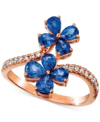 Le Vian Blueberry Sapphire (1-1/2 Ct. T.w.) & Nude Diamond (1/5 Ct. T.w.) Flower Statement Ring In 14k Rose