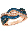 Le Vian Blueberry Sapphire (1/2 Ct. T.w.) & Diamond (5/8 Ct. T.w.) Crossover Ring In 14k Rose Gold In 14k Strawberry Gold Ring