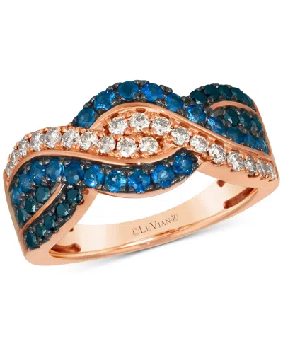 Le Vian Blueberry Sapphire (1/2 Ct. T.w.) & Diamond (5/8 Ct. T.w.) Crossover Ring In 14k Rose Gold In 14k Strawberry Gold Ring