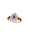 Le Vian Blueberry Sapphire (1/3 Ct. T.w.) & Diamond (3/4 Ct. T.w.) Teardrop Halo Ring In 14k Rose Gold In Gold