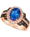 Le Vian Blueberry Tanzanite (1-5/8 Ct. T.w.) & Diamond (5/8 Ct. T.w.) Oval Hao Ring In 14k Rose Gold In Rose Gold