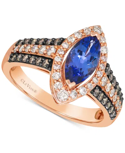 Le Vian Blueberry Tanzanite (1 Ct. T.w.), Nude Diamond (3/8 Ct. T.w.) & Chocolate Diamond (1/4 Ct. T.w.) Rin In 14k Strawberry Gold Ring