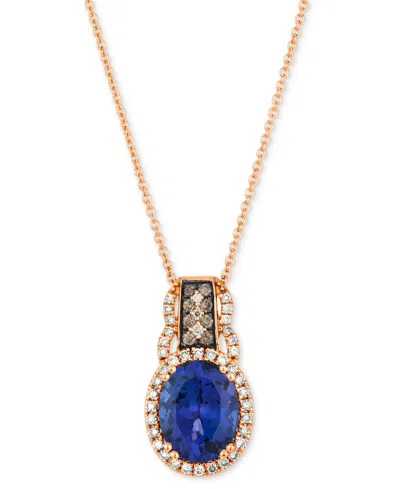 Le Vian Blueberry Tanzanite (2-1/2 Ct. T.w.) & Diamond (1/4 Ct. T.w.) 20" Adjustable Pendant Necklace In 14k In Rose Gold