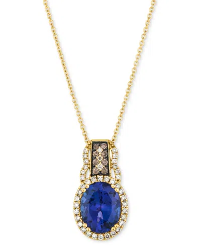 Le Vian Blueberry Tanzanite (2-1/2 Ct. T.w.) & Diamond (1/4 Ct. T.w.) 20" Adjustable Pendant Necklace In 14k In Yellow Gold