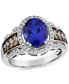 Le Vian Blueberry Tanzanite (2-1/2 Ct. T.w.) & Diamond (5/8 Ct. T.w.) Halo Statement Ring In 14k White Gold  In Metallic