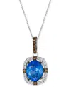 Le Vian Blueberry Tanzanite (4-1/2 Ct. T.w.) & Diamond (1/2 Ct. T.w.) Halo Pendant Necklace In 14k White Gol In No Color