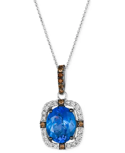 Le Vian Blueberry Tanzanite (4-1/2 Ct. T.w.) & Diamond (1/2 Ct. T.w.) Halo Pendant Necklace In 14k White Gol In No Color