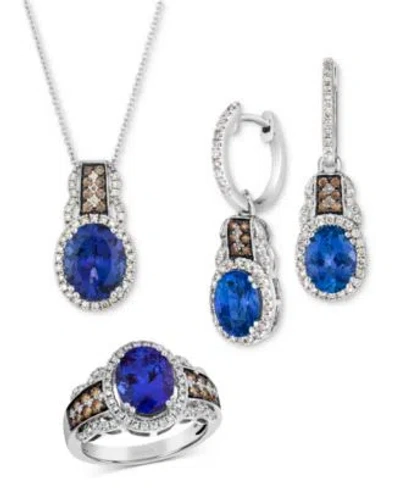 Le Vian Blueberry Tanzanite Diamond Ring Earrings Necklace In Silver
