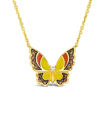 LE VIAN LE VIAN® BUTTERFLY AWAY 14K 0.25 CT. TW. DIAMOND & ENAMEL NECKLACE