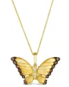 Le Vian Nude Diamond & Chocolate Diamond Butterfly Pendant Necklace (1/3 Ct. T.w.) In 14k Honey Gold