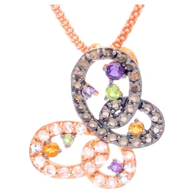 Pre-owned Le Vian Butterfly Necklace 14k Rose Gold In Red