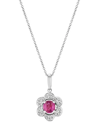 Le Vian Center Stone 14k Diamond & Ruby Pendant In Metallic