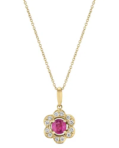 Le Vian Center Stone 14k Diamond & Ruby Pendant Necklace