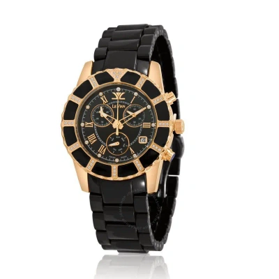 Le Vian Ceramic Chronograph Quartz Diamond Black Dial Unisex Watch Zag 261 In Gold