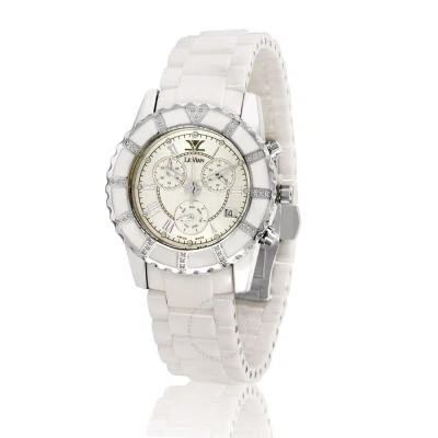 Le Vian Ceramic Chronograph Quartz White Dial Ladies Watch Zag 258a In Neutral