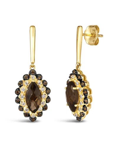 Le Vian ® Checkerboard Semiprecious 14k 2.04 Ct. Tw. Diamond & Smoky Quartz Dangle Earrings In Brown