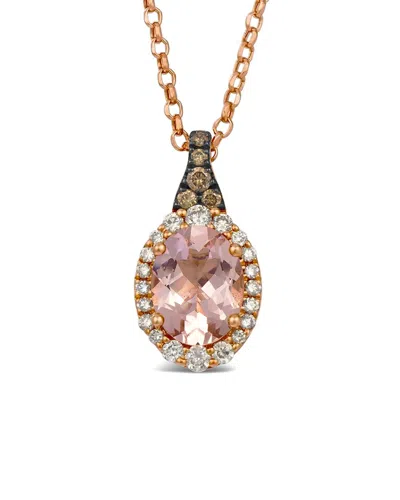 Le Vian ® Checkerboard Semiprecious 14k Rose Gold 1.63 Ct. Tw. Diamond & Morganite Pendant