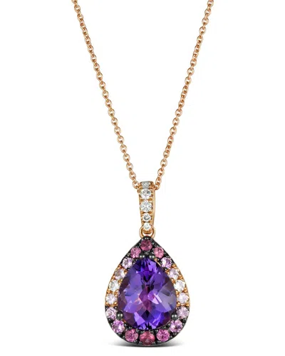 Le Vian ® Checkerboard Semiprecious 14k Rose Gold 2.25 Ct. Tw. Diamond &  Gemstone Pendant Necklace In White