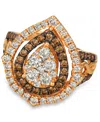 Le Vian Chocolate & Nude Diamond Cluster Halo Ring (1-9/10 Ct. T.w.) In 14k Rose, Yellow Or White Gold In Gold