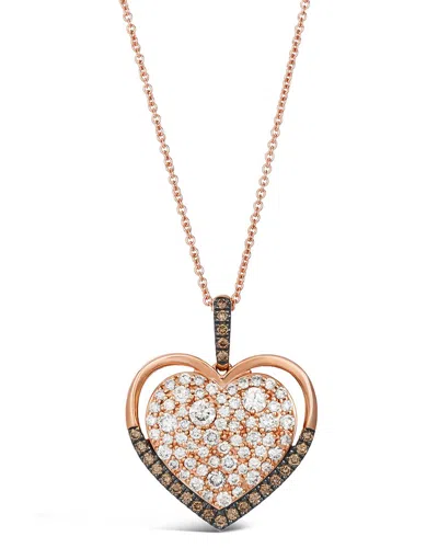 Le Vian Chocolate & Strawberry Heart 14k Rose Gold 0.94 Ct. Tw. Diamond Heart Pendant Necklace