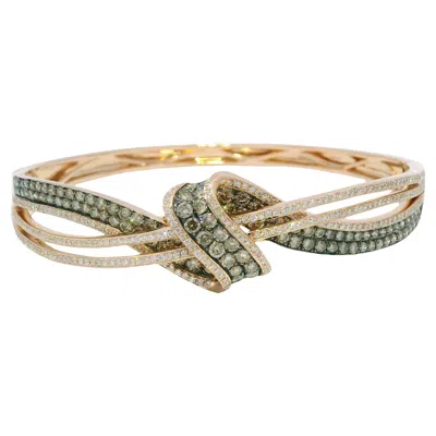 Pre-owned Le Vian Chocolate & White Diamond 14 Karat Bangle Bracelet In Stock