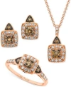 Le Vian Chocolate By Petite  Chocolate Diamond Vanilla Diamond Square Halo Jewelry Collection In 14k  In White Gold