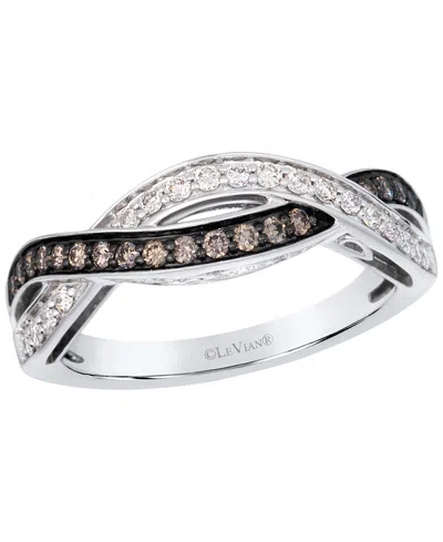 Le Vian Chocolate Diamond (0.20 Ct. T.w.) & Vanilla Diamond (0.19 Ct. T.w.) Ring In 14k Vanilla Gold In Silver