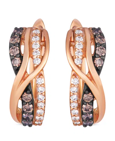 Le Vian Chocolate Diamond (0.24 Ct. T.w.) & Vanilla Diamond (0.13 Ct. T.w.) Earrings In 14k Strawberry Gold