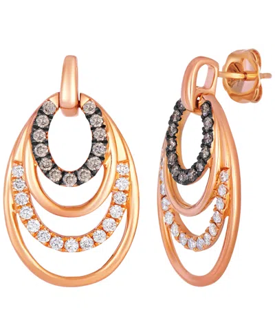 Le Vian Chocolate Diamond (0.36 Ct. T.w.) & Vanilla Diamond (0.40 Ct. T.w.) Drop Earrings In 14k Strawberry  In Gold