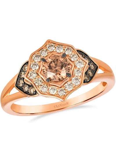 Le Vian Chocolate Diamond (0.55 Ct. T.w.) And Nude Diamond (0.20 Ct Ct. T.w.) Ring In 14k Strawberry Gold