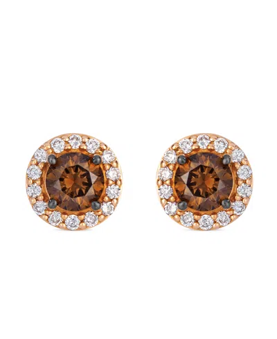 Le Vian Chocolate Diamond (0.9 Ct. T.w.) & Vanilla Diamond (0.24 Ct. T.w.) Red Carpet Earrings In 14k Strawb In Multi