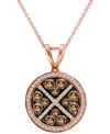 Le Vian Chocolate Diamond (1-1/10 Ct. T.w.) & Vanilla Diamond (1/3 Ct. T.w.) Halo Cluster 18" Pendant Neckla