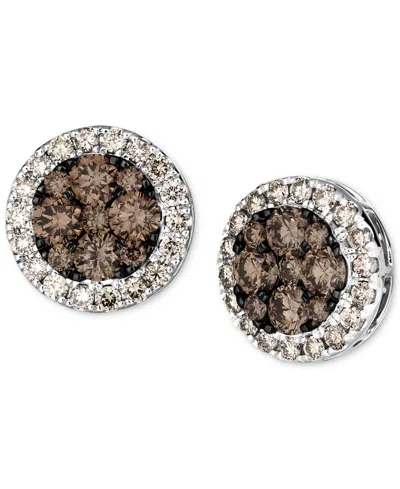 Le Vian Chocolate Diamond (1-1/2 Ct. T.w.) & Nude Diamond (5/8 Ct. T.w.) Stud Earrings In 14k Vanilla Gold In White Gold