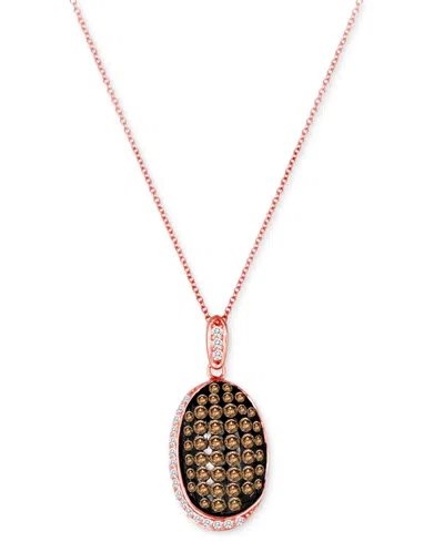 Le Vian Chocolate Diamond (1-1/4 Ct. T.w.) & Vanilla Diamond (1/5 Ct. T.w.) Halo Cluster 18" Pendant Necklac