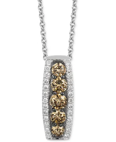 Le Vian Chocolate Diamond (1/2 Ct. T.w.) & Nude Diamond (1/4 Ct. T.w.) Vertical Halo 18" Pendant Necklace In