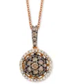 Le Vian Chocolate Diamond (1/2 Ct. T.w.) & Vanilla Diamond (1/10 Ct. T.w.) Halo Cluster 18" Pendant Necklace