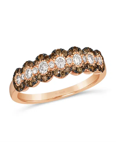 Le Vian Chocolate Diamond (.15 Ct. T.w.) & Nude Diamond (.43 Ct. T.w.) Patterned Ring In 14k Strawberry Gold