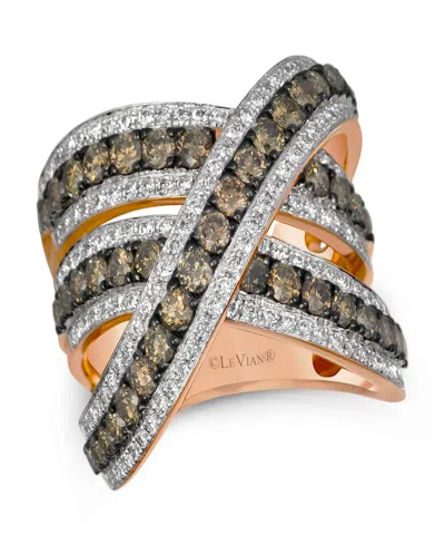 Le Vian Chocolate Diamond (1.53 Ct. T.w.) And Vanilla Diamond (.75 Ct. T.w.) Ring In 14k Strawberry Gold