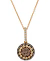 Le Vian Chocolate Diamond (3/4 Ct. T.w.) & Vanilla Diamond (1/10 Ct. T.w.) Oval Halo 18" Pendant Necklace In
