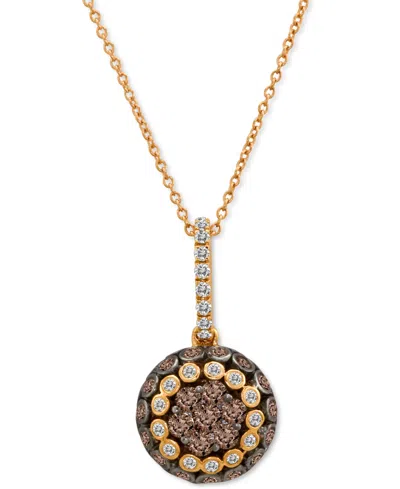 Le Vian Chocolate Diamond (3/4 Ct. T.w.) & Vanilla Diamond (1/10 Ct. T.w.) Oval Halo 18" Pendant Necklace In