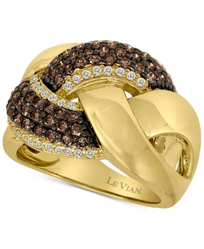 Le Vian Chocolate Diamond (3/4 Ct. T.w.) & Vanilla Diamond (1/4 Ct. T.w.) Knot Ring In 14k Honey Gold In Yellow Gold