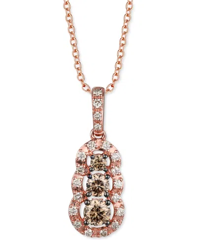 Le Vian Chocolate Diamond (3/8 Ct. T.w.) & Nude Diamond (1/5 Ct. T.w.) Graduated 18" Pendant Necklace In 14k