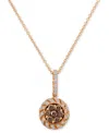 Le Vian Chocolate Diamond (3/8 Ct. T.w.) & Vanilla Diamond (1/3 Ct. T.w.) Halo Cluster 18" Pendant Necklace  In Gold
