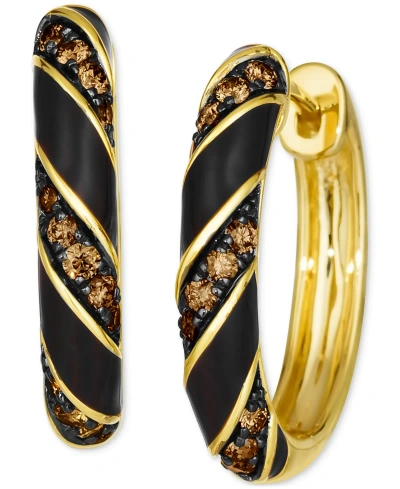 Le Vian Chocolate Diamond (3/8 Ct. T.w.) & Black Enamel Small Hoop Earrings In 14k Gold, 0.77" In No Color