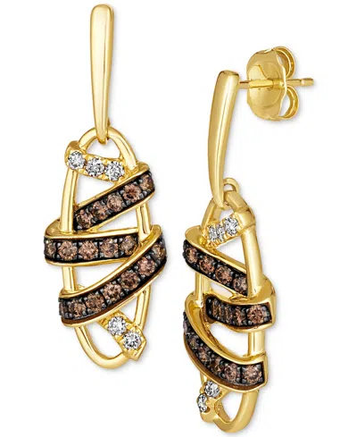 LE VIAN CHOCOLATE DIAMOND (5/8 CT. T.W.) & NUDE DIAMOND (1/6 CT. T.W.) WRAPPED DROP EARRINGS IN 14K HONEY GO